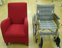 コウショウ オリジナルソファプリンセスS車椅子とサイズ比較